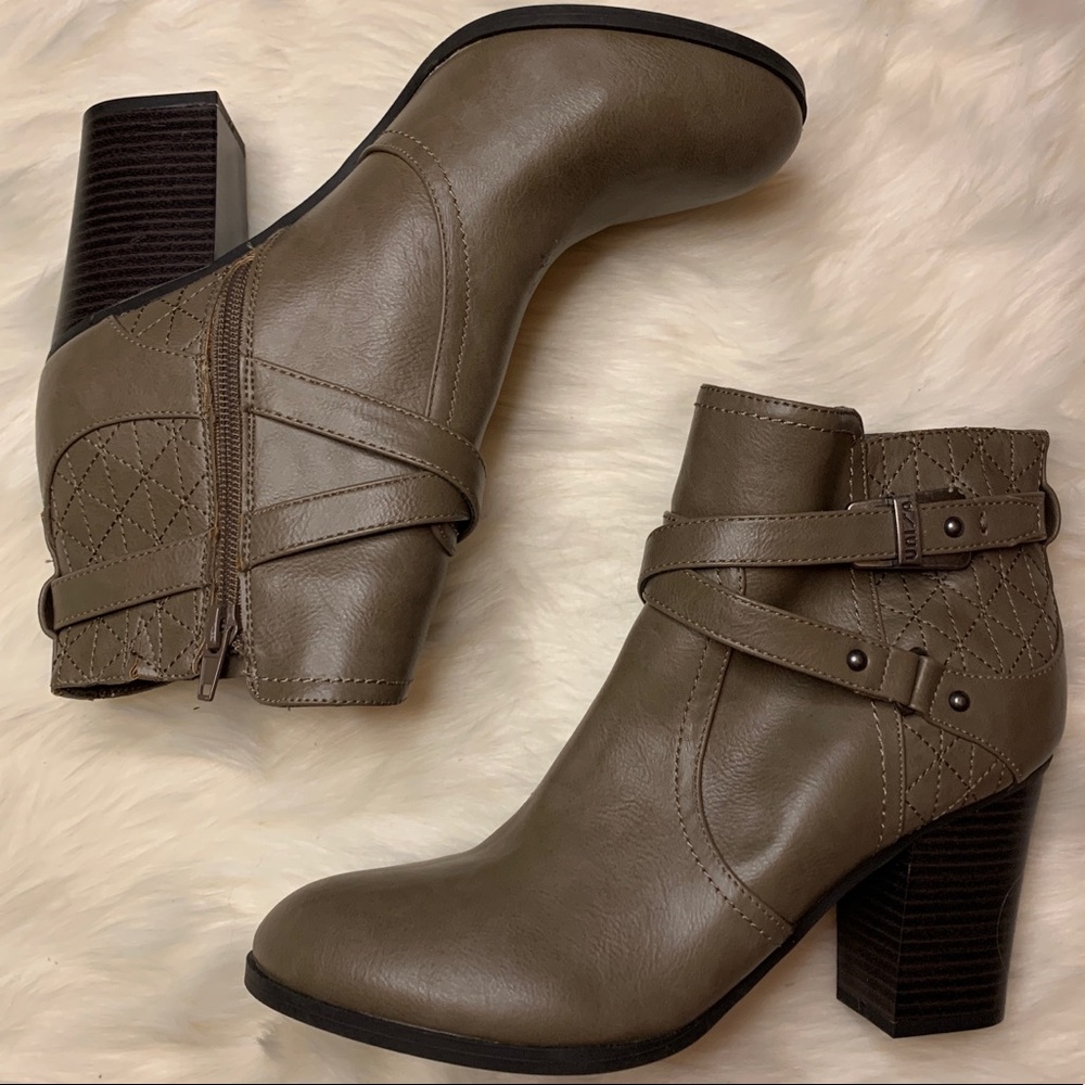 Beige Ankle Heeled Boots